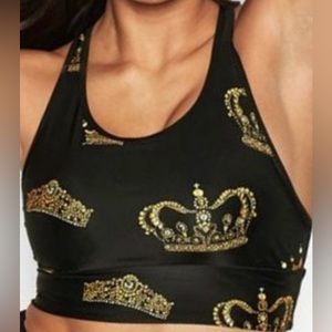 Victoria Secret Body Lightweight Mesh Inside Gold Crowns & Tiaras Sports Bra👑